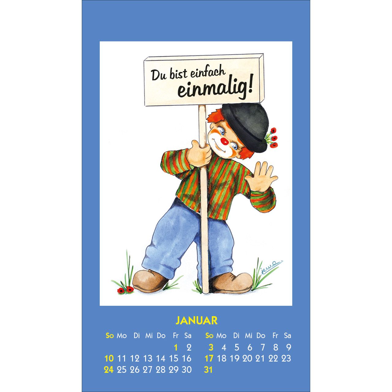 Kleine Clown Grüße 2027 - Aufkleber-Kalender