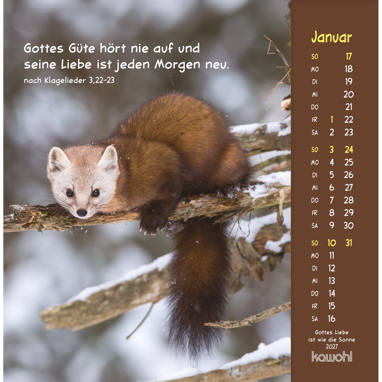 Gottes Liebe ist wie die Sonne 2027 - Postkartenkalender