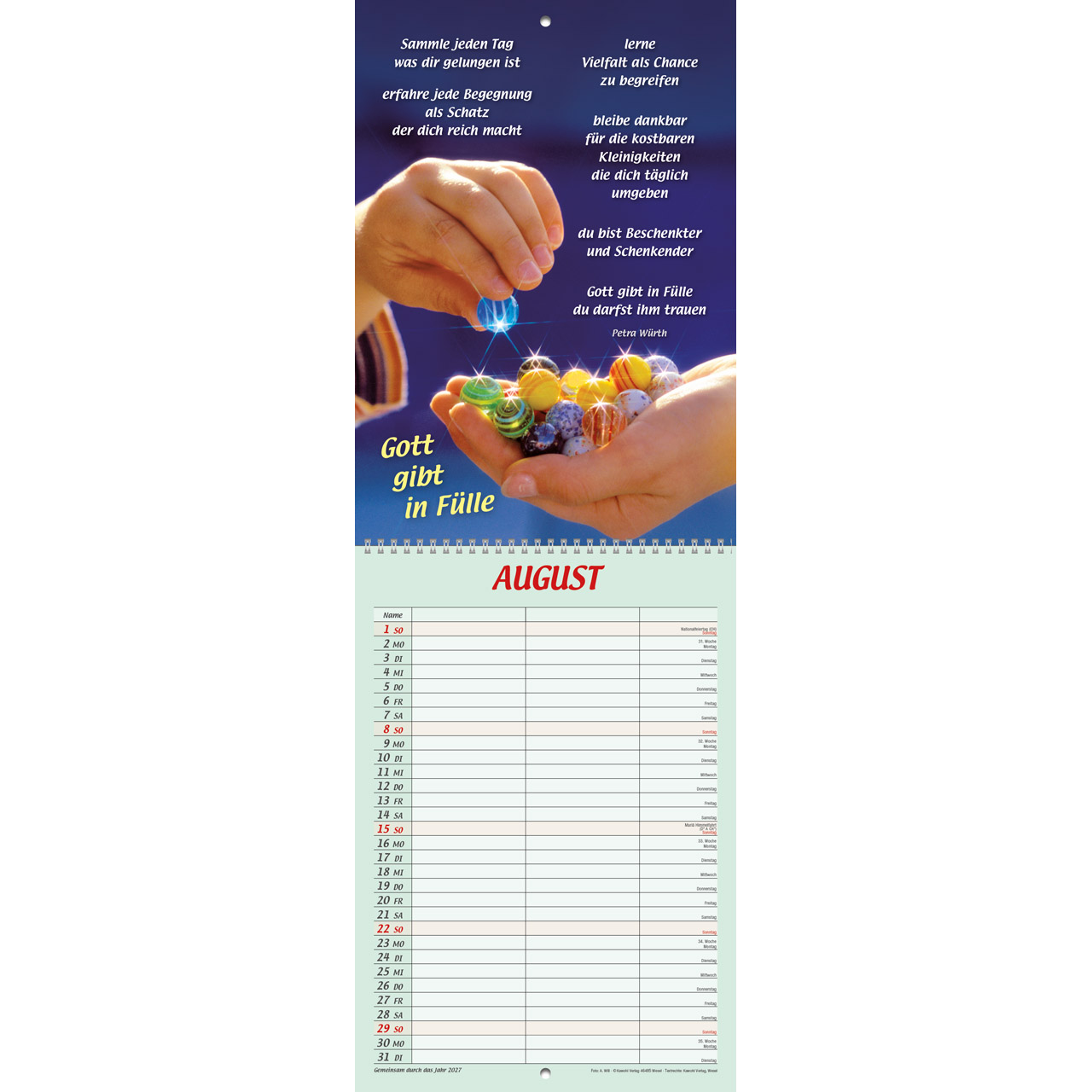 Gemeinsam durch das Jahr 2027 - Wandkalender Terminer