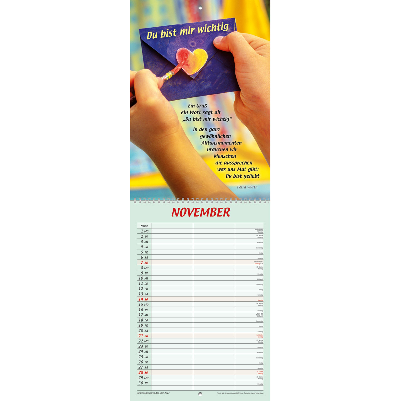 Gemeinsam durch das Jahr 2027 - Wandkalender Terminer