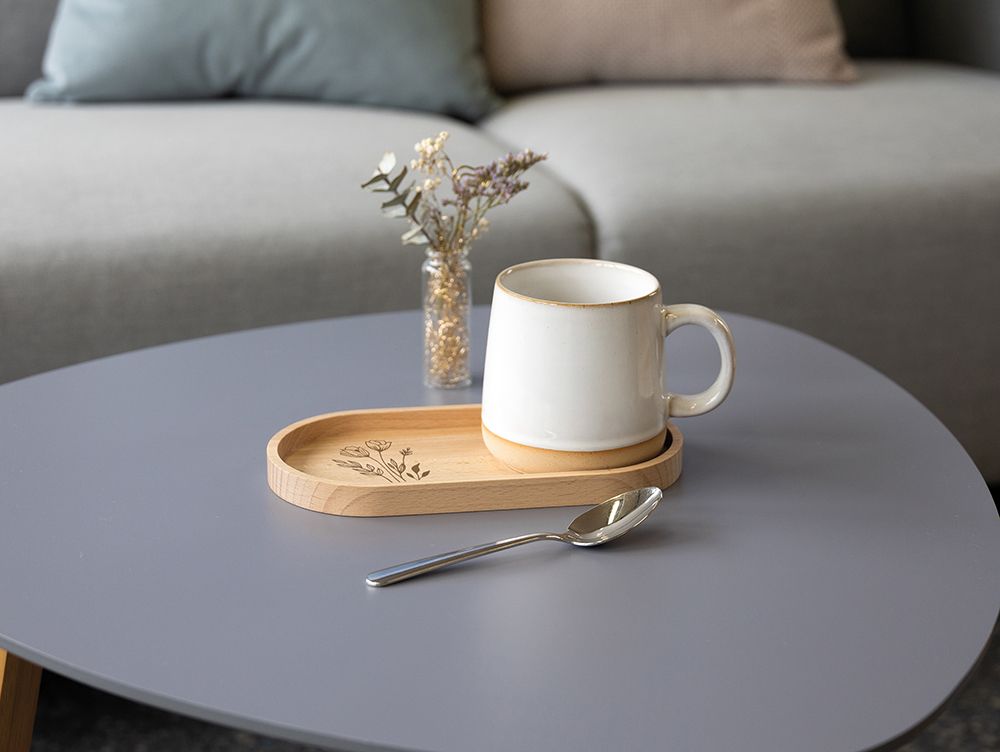 Holztablett Blumen und Gräser