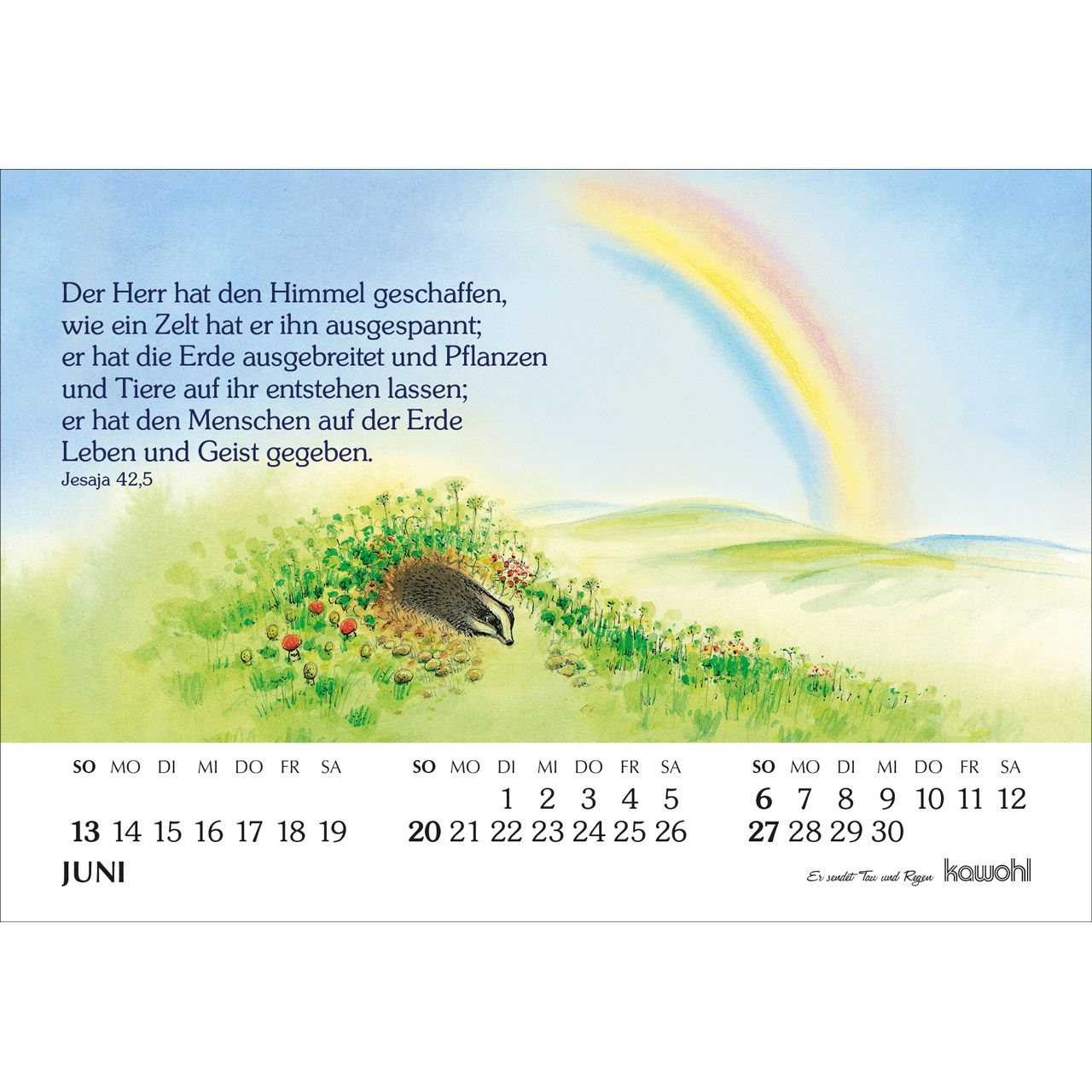 Er sendet Tau und Regen 2027 - Aufstellkalender
