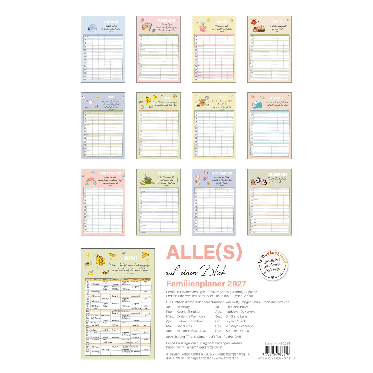 Familienplaner 2027 - Wandkalender