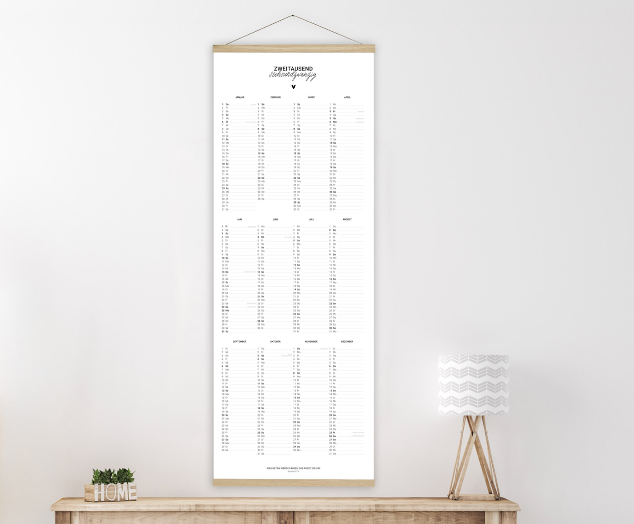 Poster mit Kalendarium 'Zweitausendsechsundzwanzig'