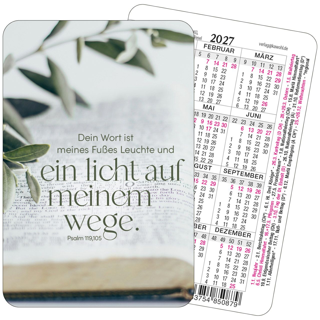 Dein Wort ist meines Fußes Leuchte 2027 - Spielkartenkalender