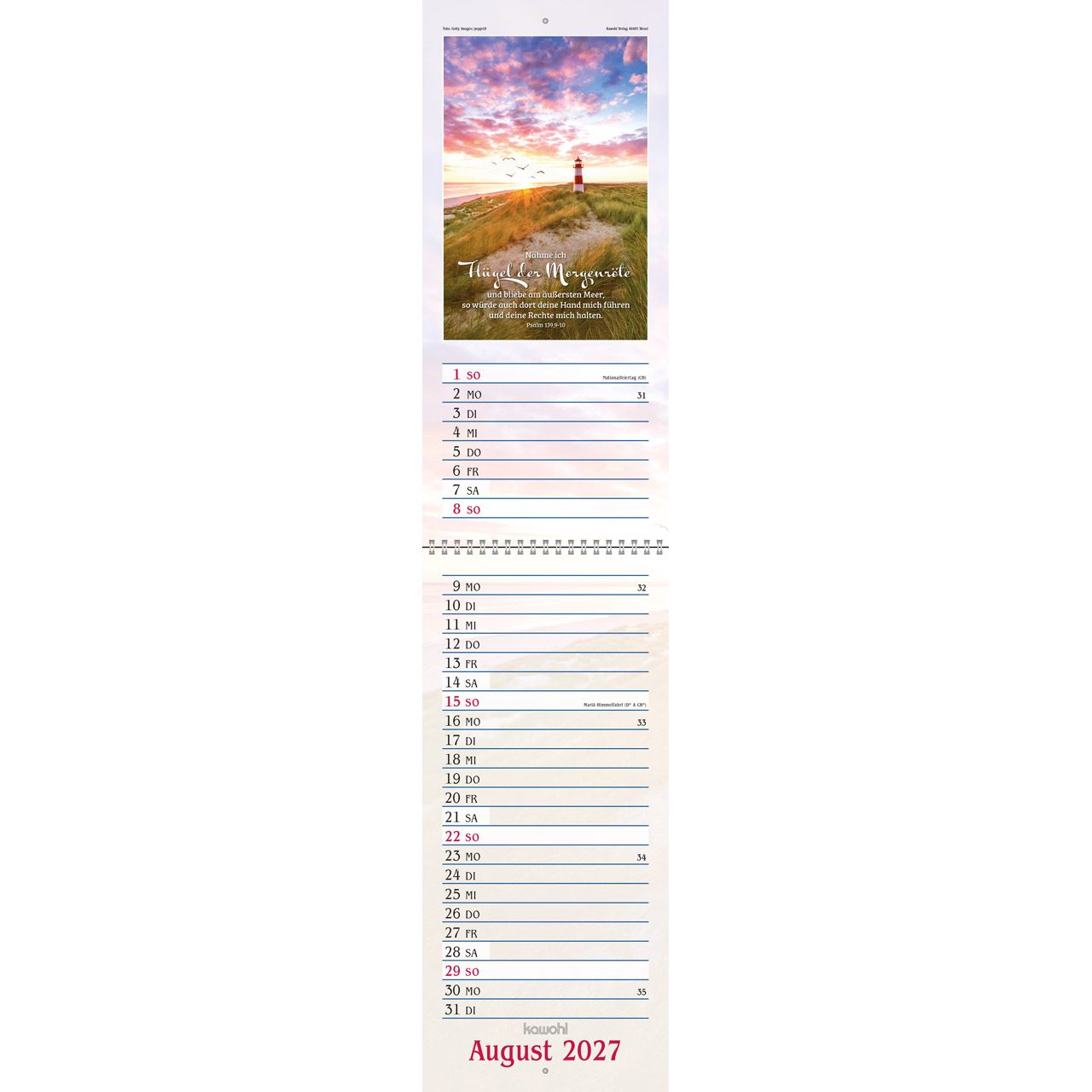 Das will ich mir schreiben in Herz und Sinn 2027 - Wandkalender (Terminer)