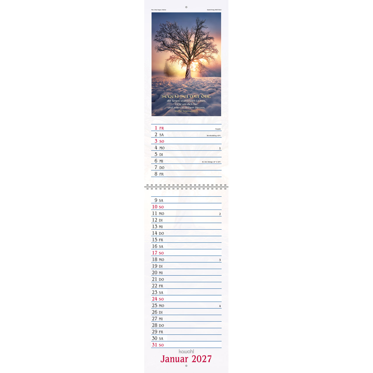 Das will ich mir schreiben in Herz und Sinn 2027 - Wandkalender (Terminer)
