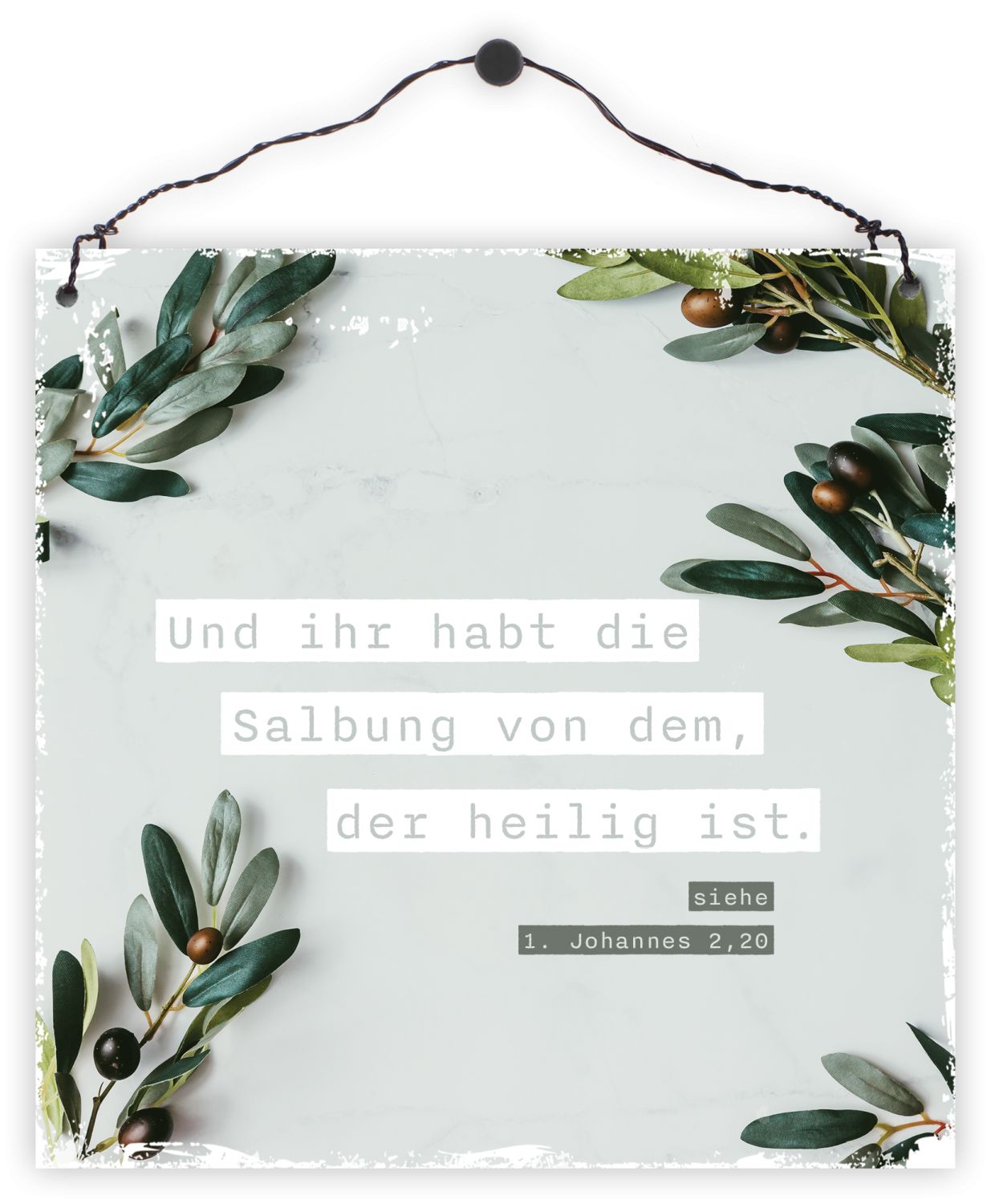 Holzschild 'Und ihr habt die Salbung von dem, der heilig ist