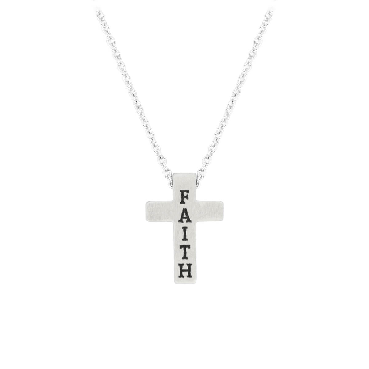 Halskette mit Anhänger 'Kreuz Faith' silberfarben