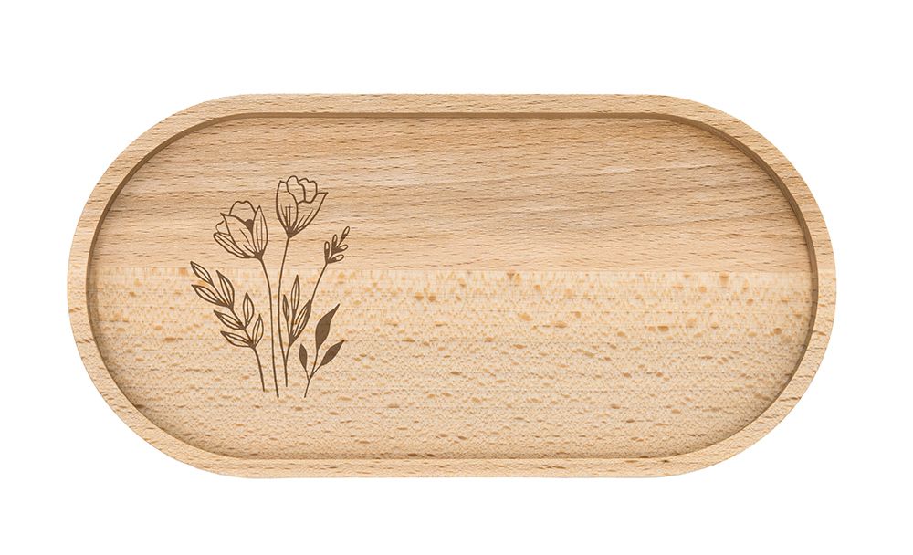 Holztablett Blumen und Gräser