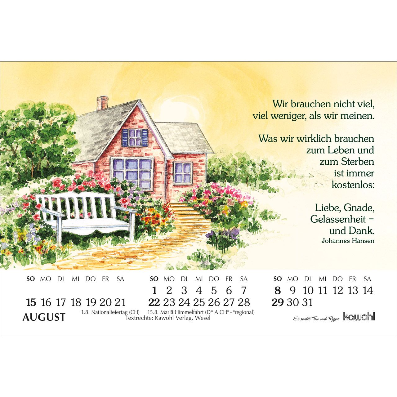 Er sendet Tau und Regen 2027 - Aufstellkalender