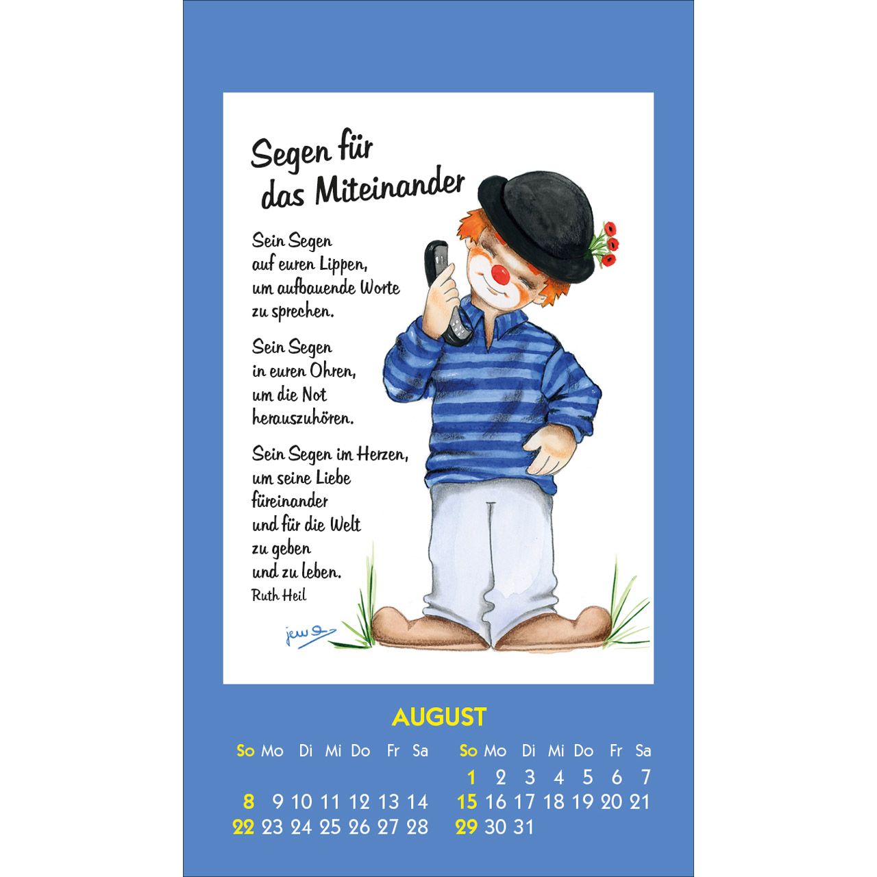 Kleine Clown Grüße 2027 - Aufkleber-Kalender