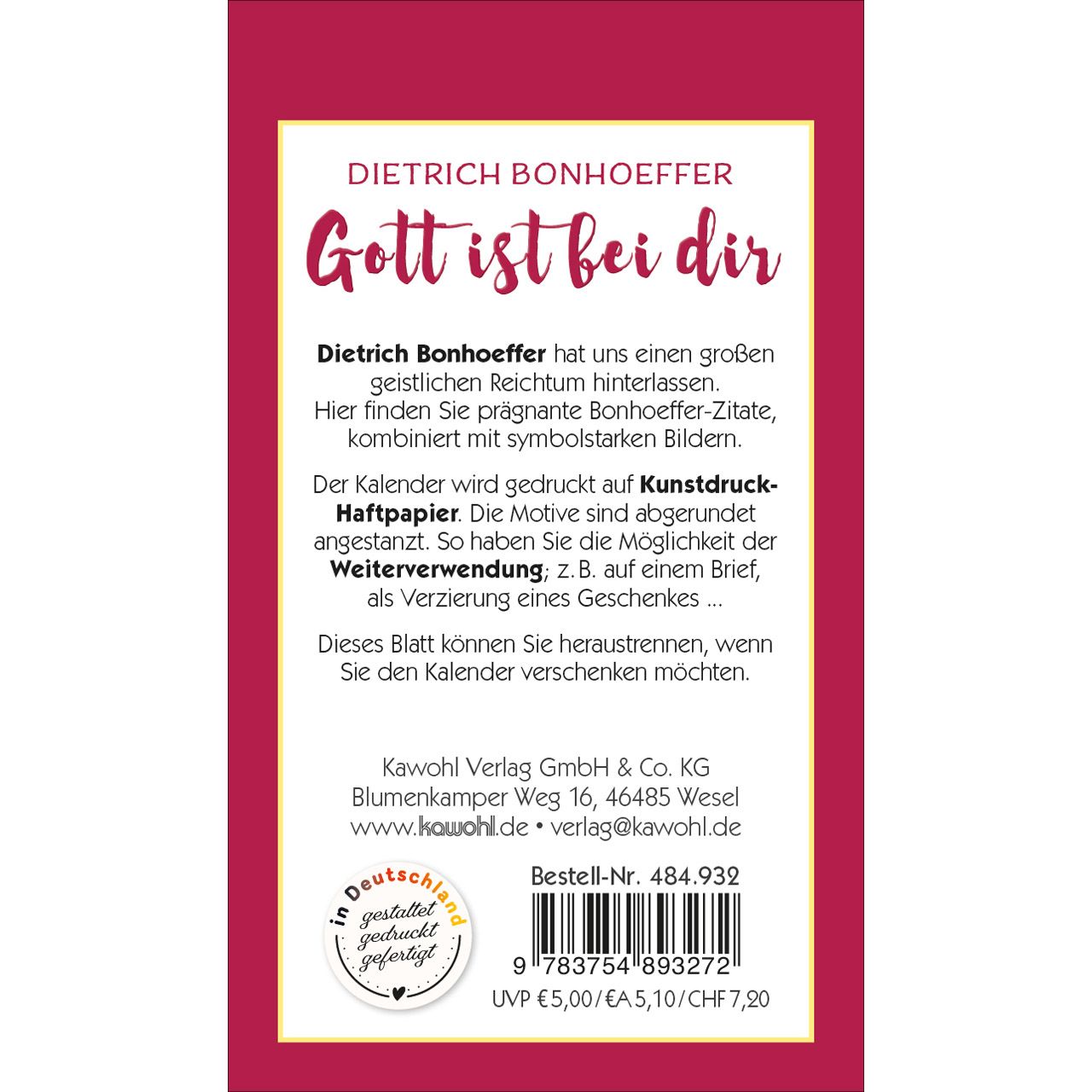 Gott ist bei dir 2027 - Aufkleber-Kalender