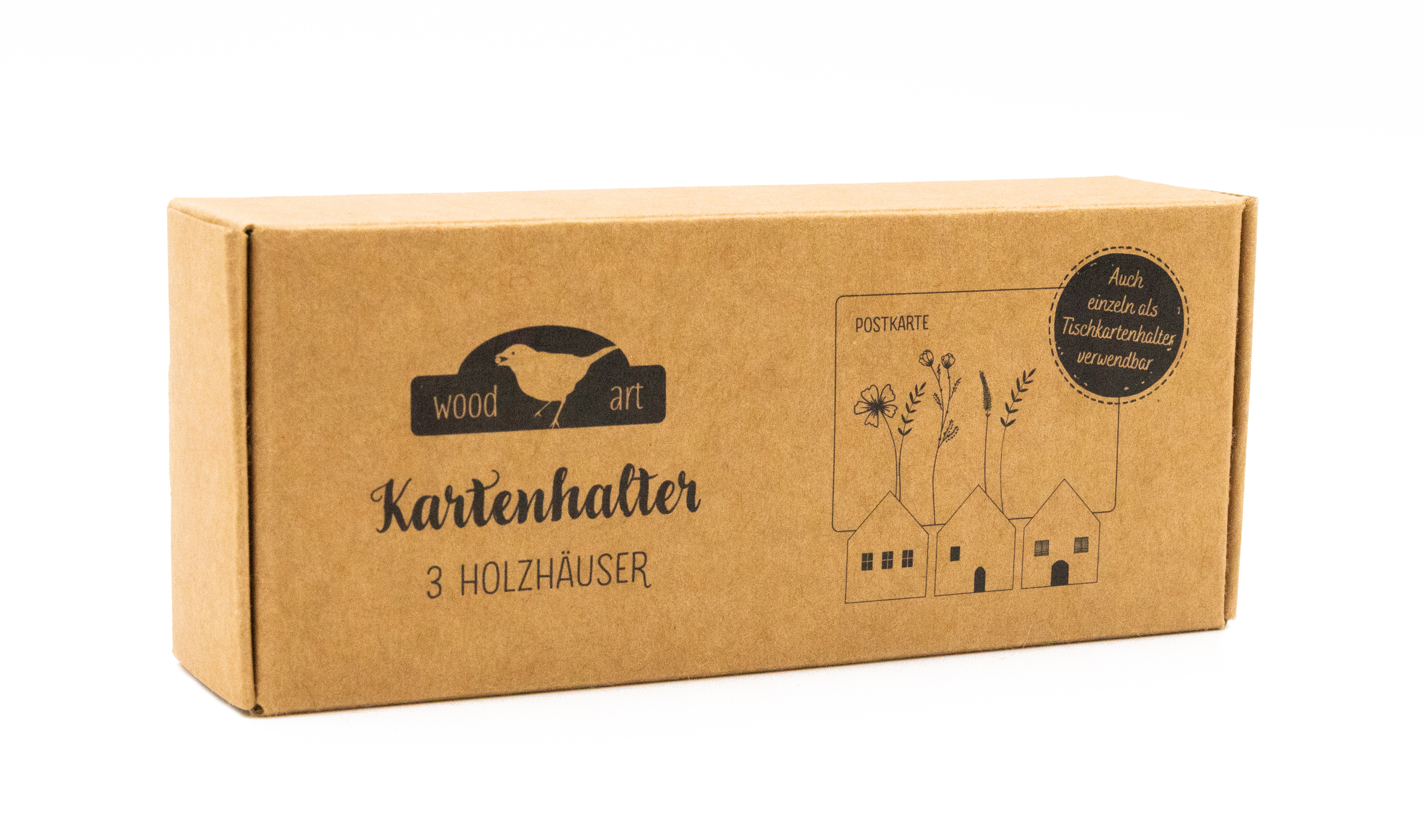 3er-Set Holzhäuser mit Kartenschlitz