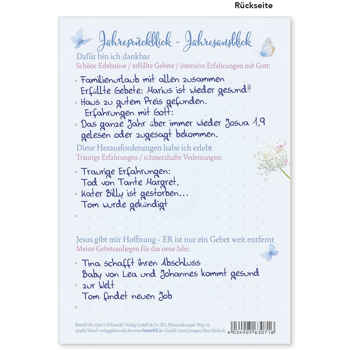 Jahresrückblick-Karten 12 Karten im Set