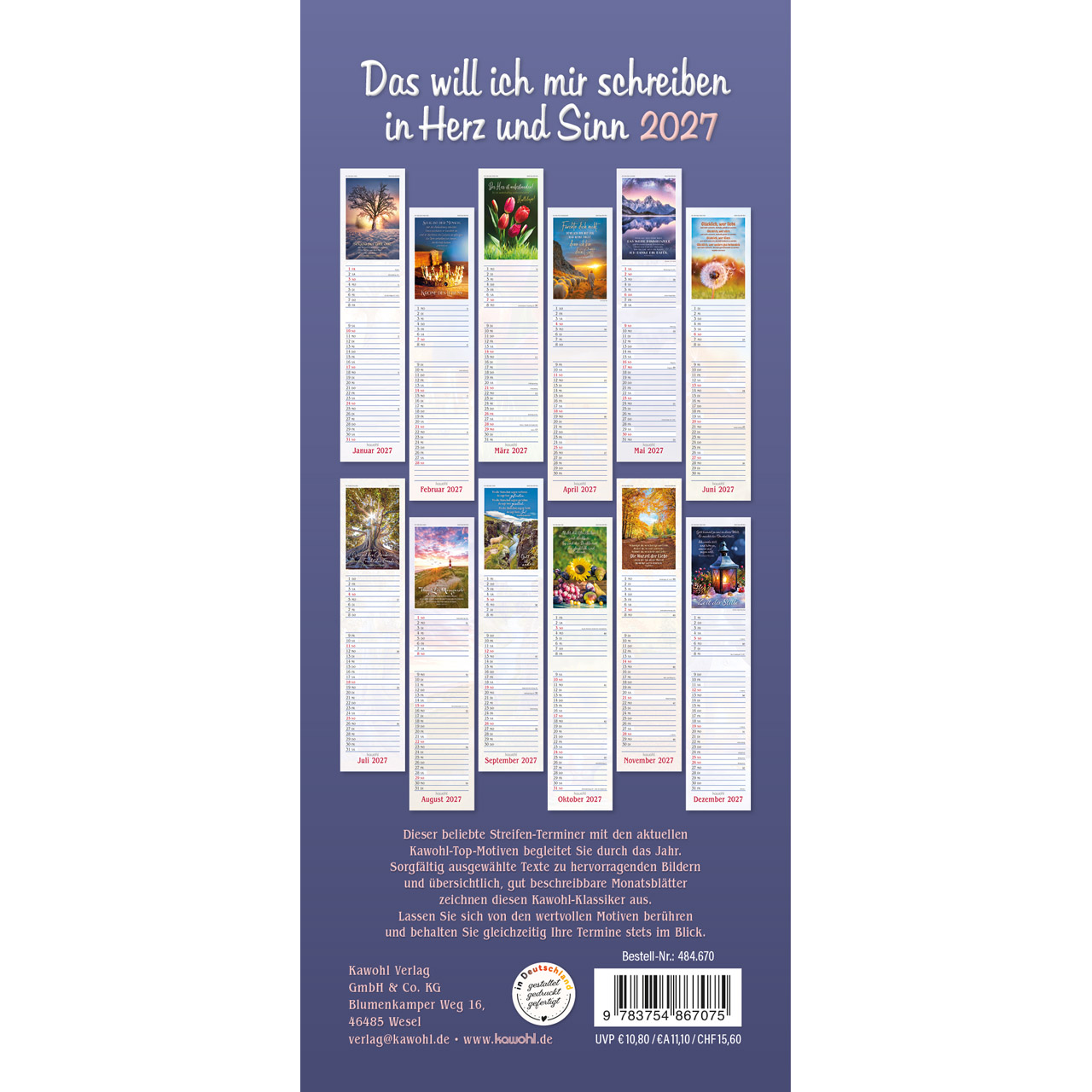 Das will ich mir schreiben in Herz und Sinn 2027 - Wandkalender (Terminer)