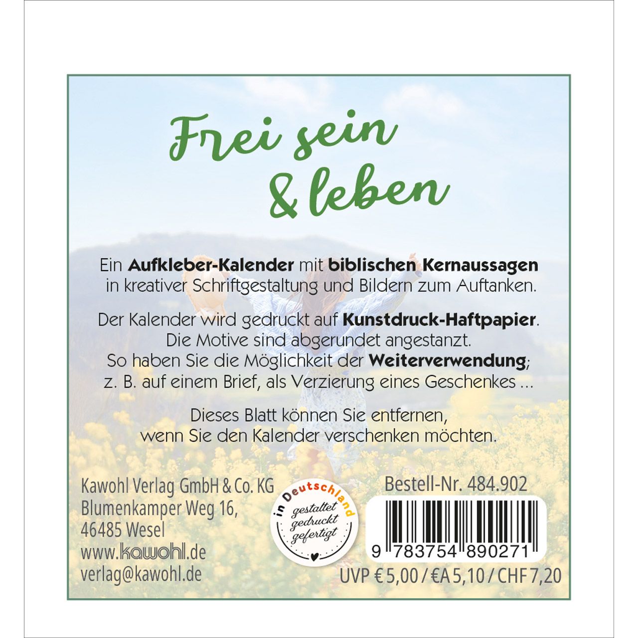 Frei sein & leben 2027 - Aufkleber-Kalender