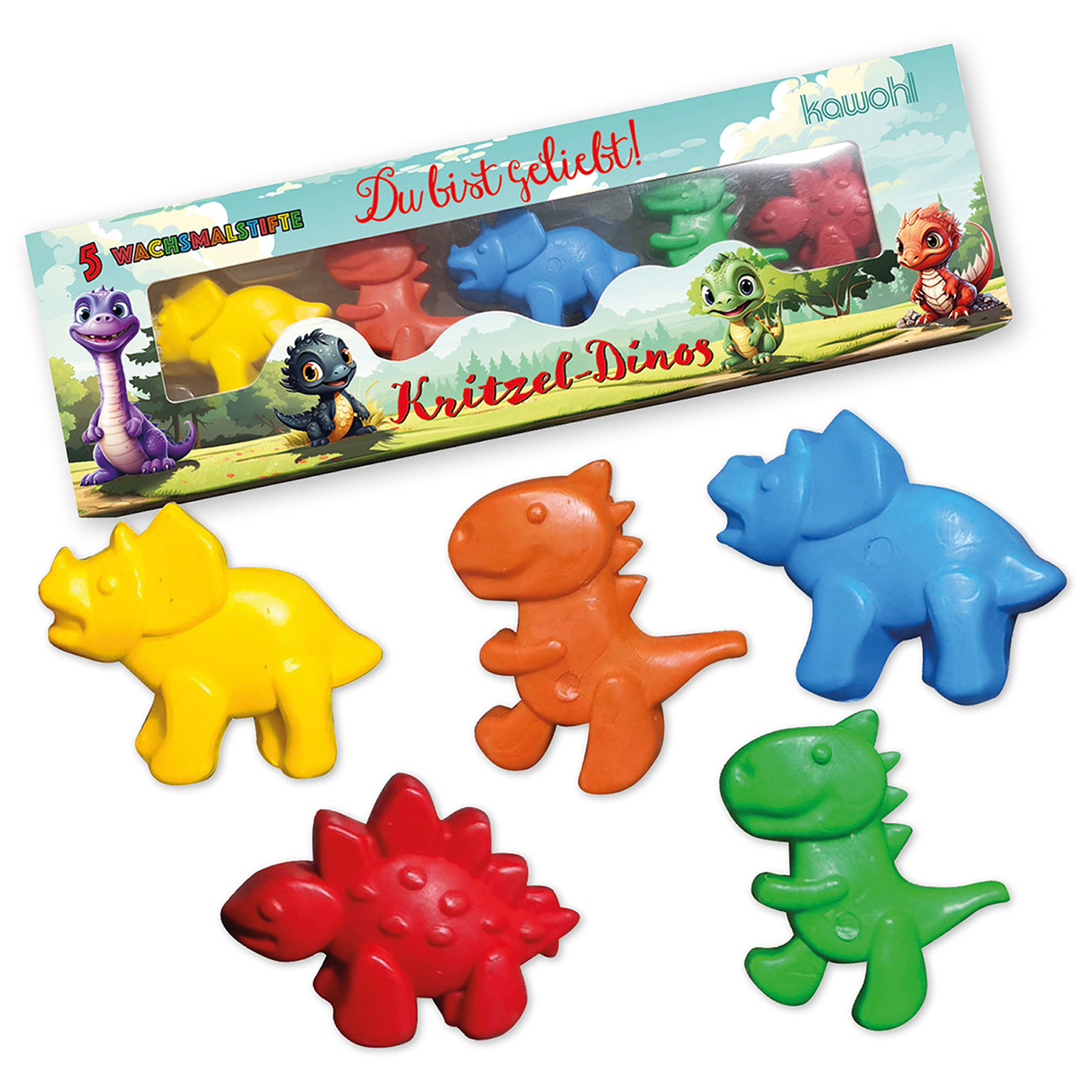 Wachsmalstifte 'Kritzel-Dinos' 5er-Set