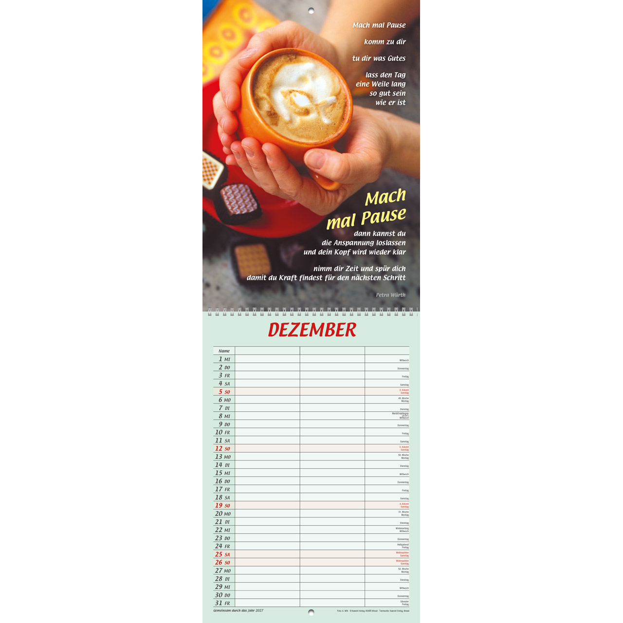 Gemeinsam durch das Jahr 2027 - Wandkalender Terminer