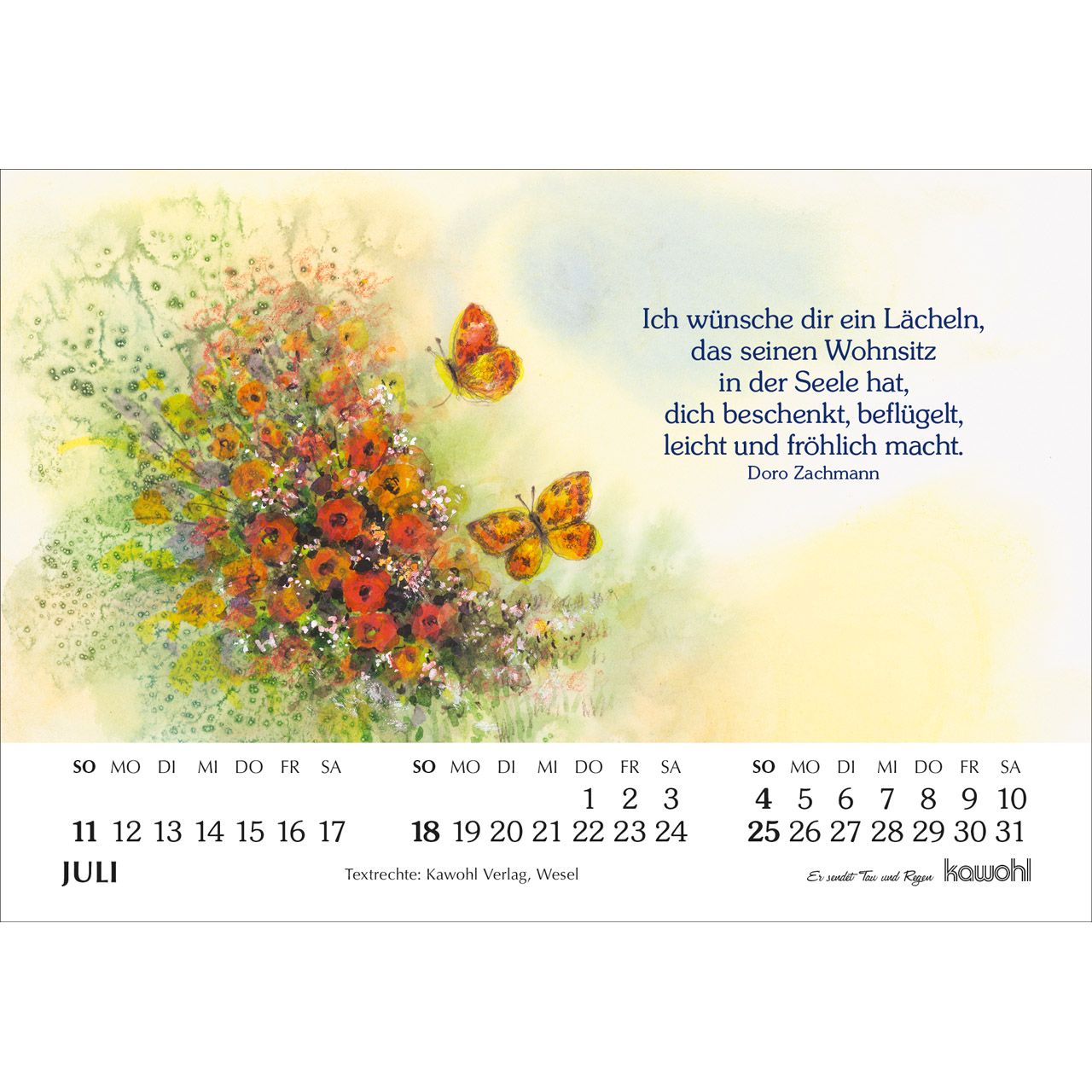 Er sendet Tau und Regen 2027 - Aufstellkalender
