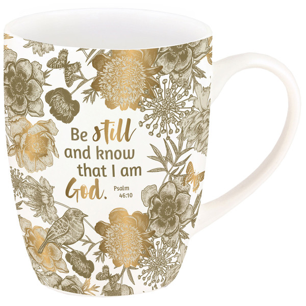Tasse 'Be still and know that I am God. Psalm 46,10' Gold-Ed
