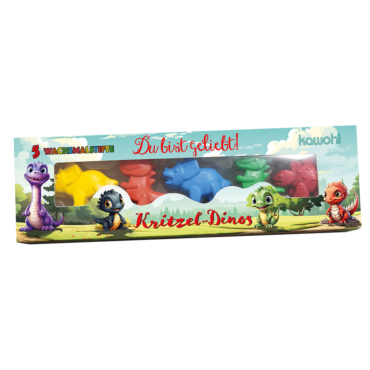 Wachsmalstifte 'Kritzel-Dinos' 5er-Set