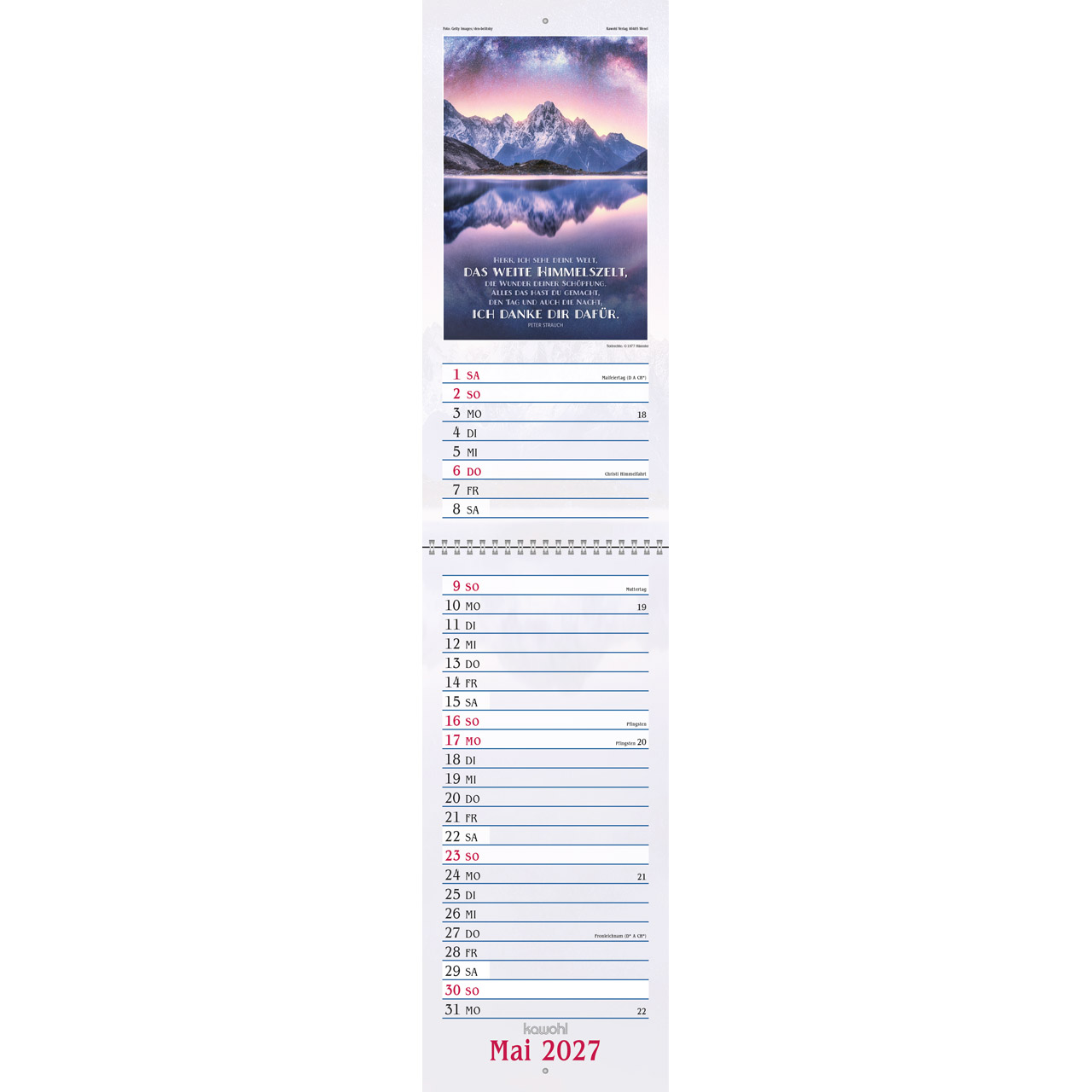 Das will ich mir schreiben in Herz und Sinn 2027 - Wandkalender (Terminer)