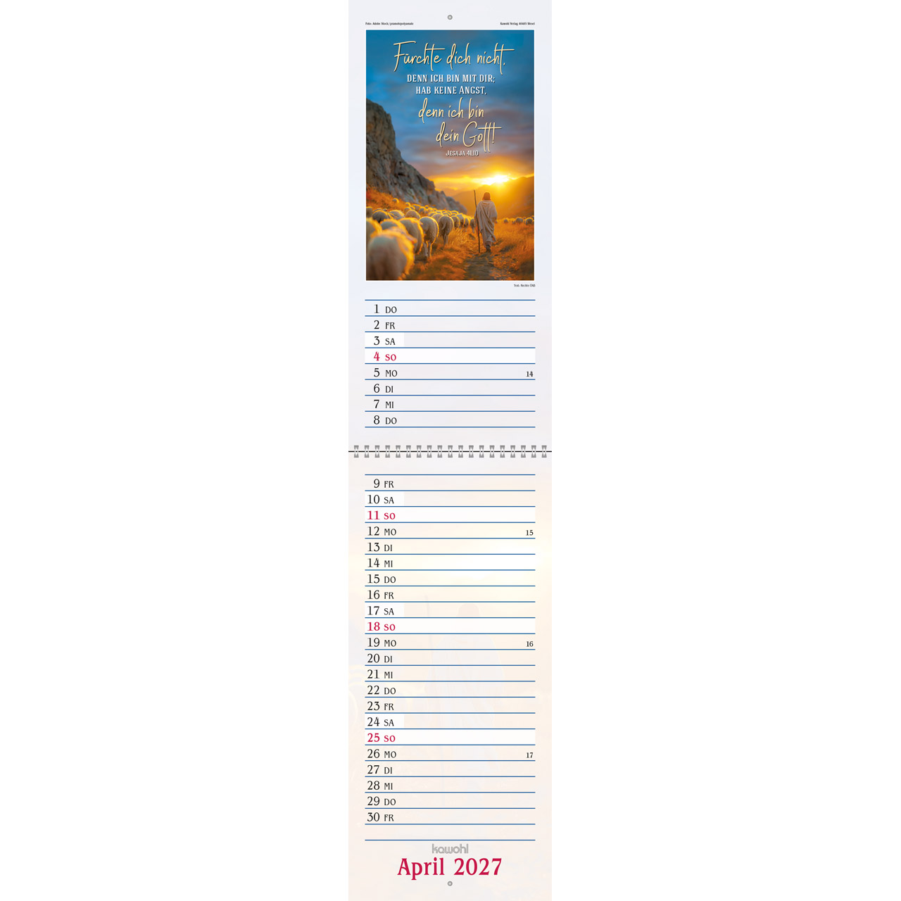 Das will ich mir schreiben in Herz und Sinn 2027 - Wandkalender (Terminer)