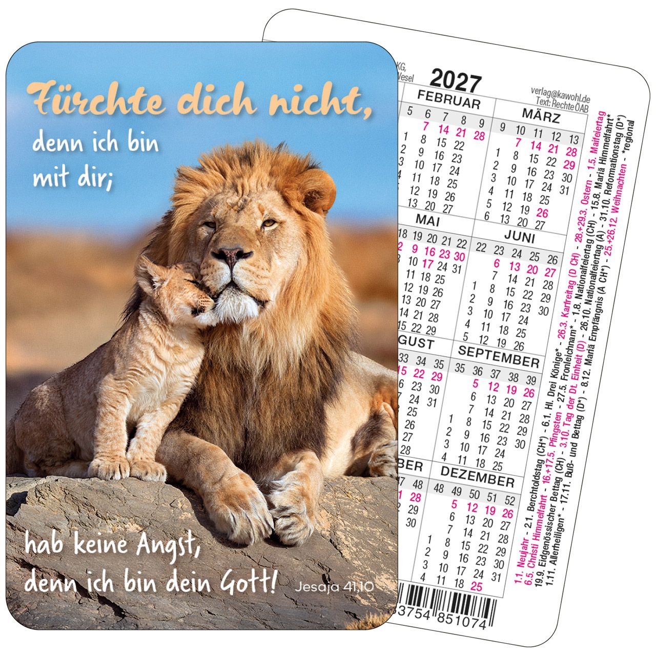 Fürchte dich nicht - Spielkartenkalender Löwen