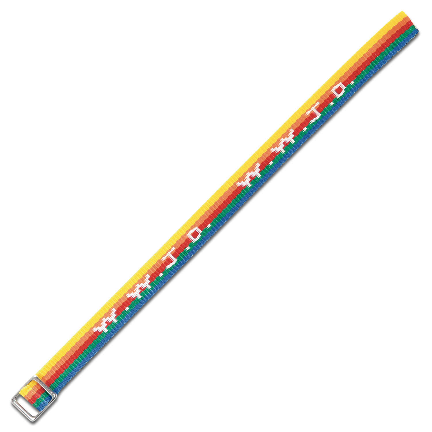 Armband 'WWJD' gewebt, regenbogenfarben