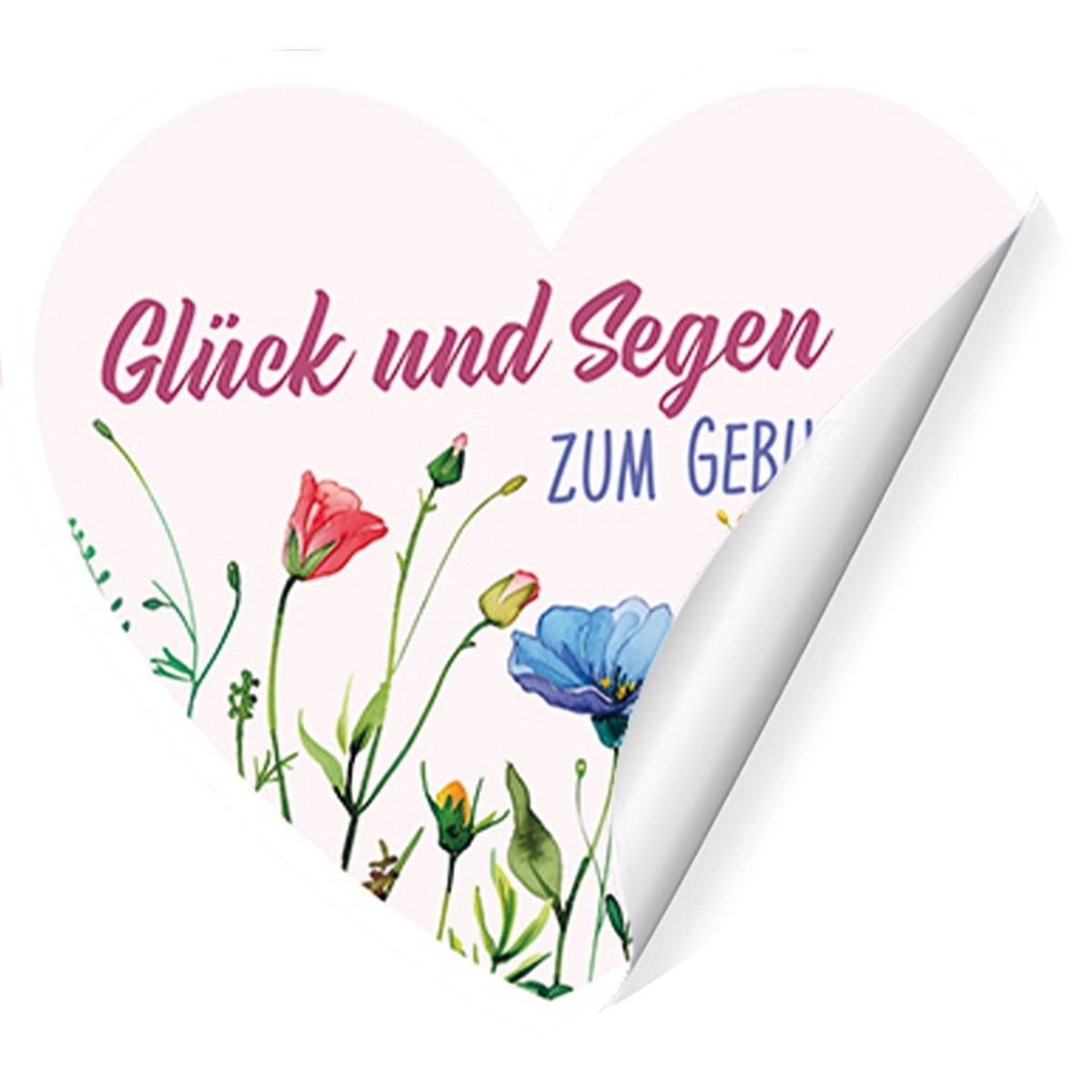 Aufkleber-Grußkarte 12 Ex.- Herzlichen Glückwunsch zum Geburtstag