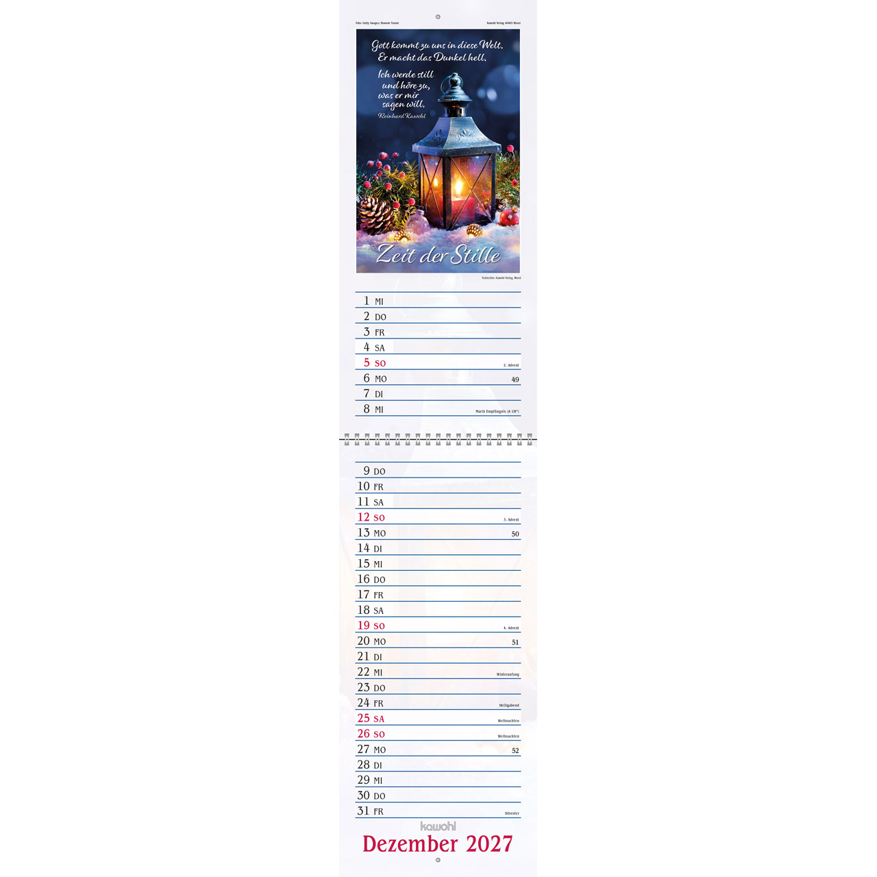 Das will ich mir schreiben in Herz und Sinn 2027 - Wandkalender (Terminer)