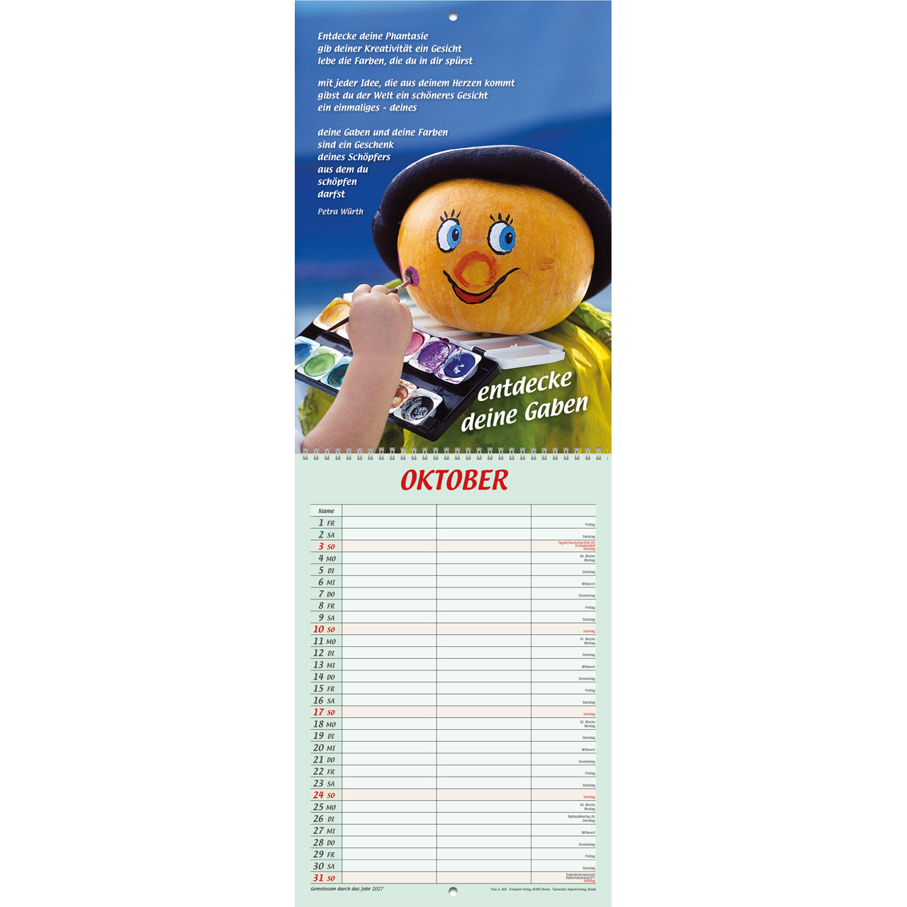 Gemeinsam durch das Jahr 2027 - Wandkalender Terminer