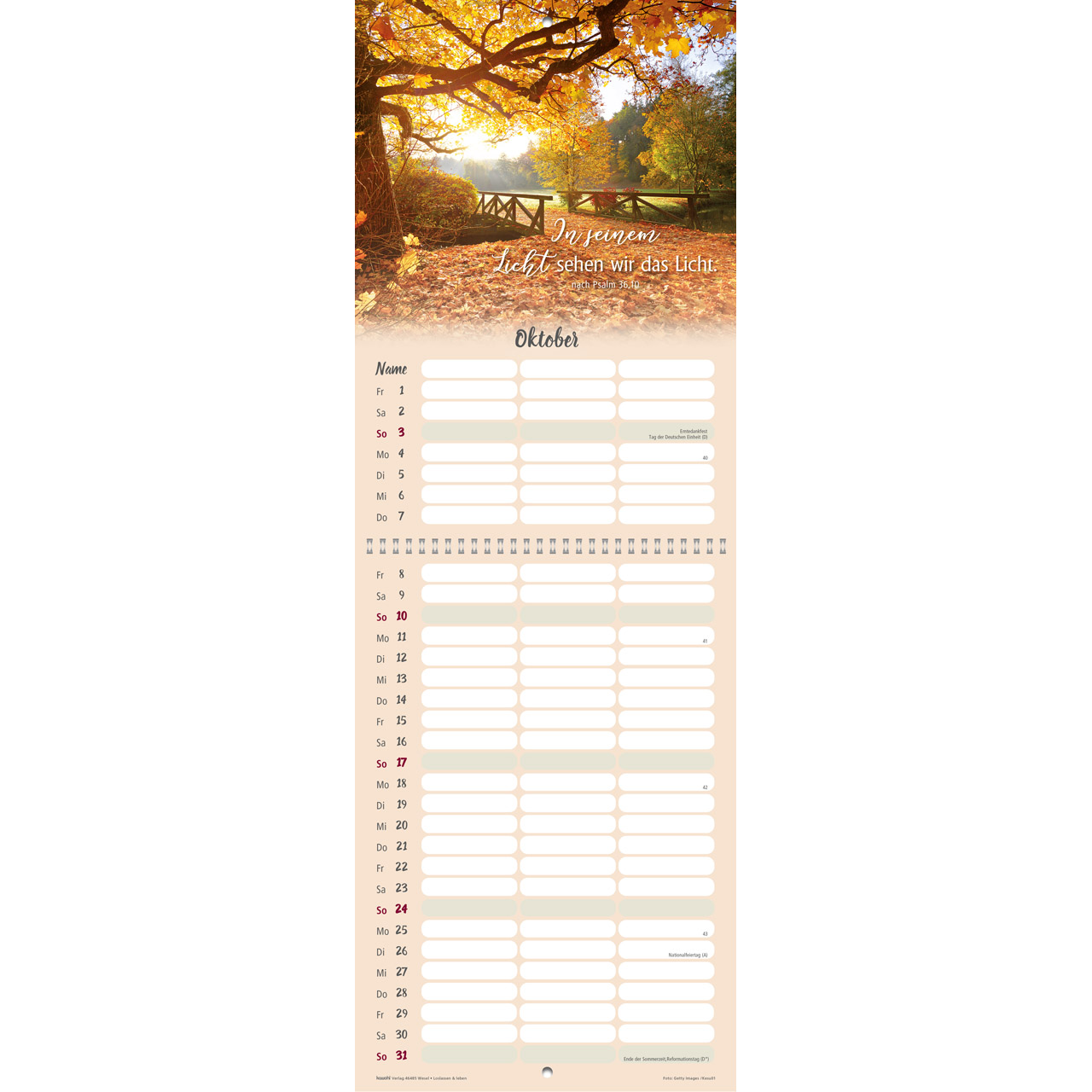 Loslassen & leben 2027 - Wandkalender Terminer