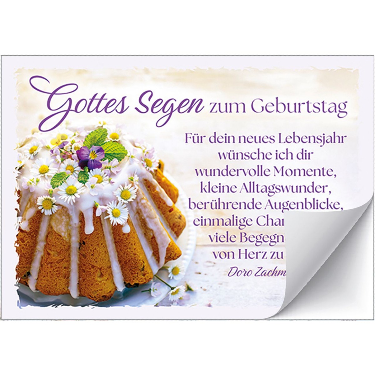 Aufkleber-Grußkarte 12 Ex.- Gottes Segen zum Geburtstag