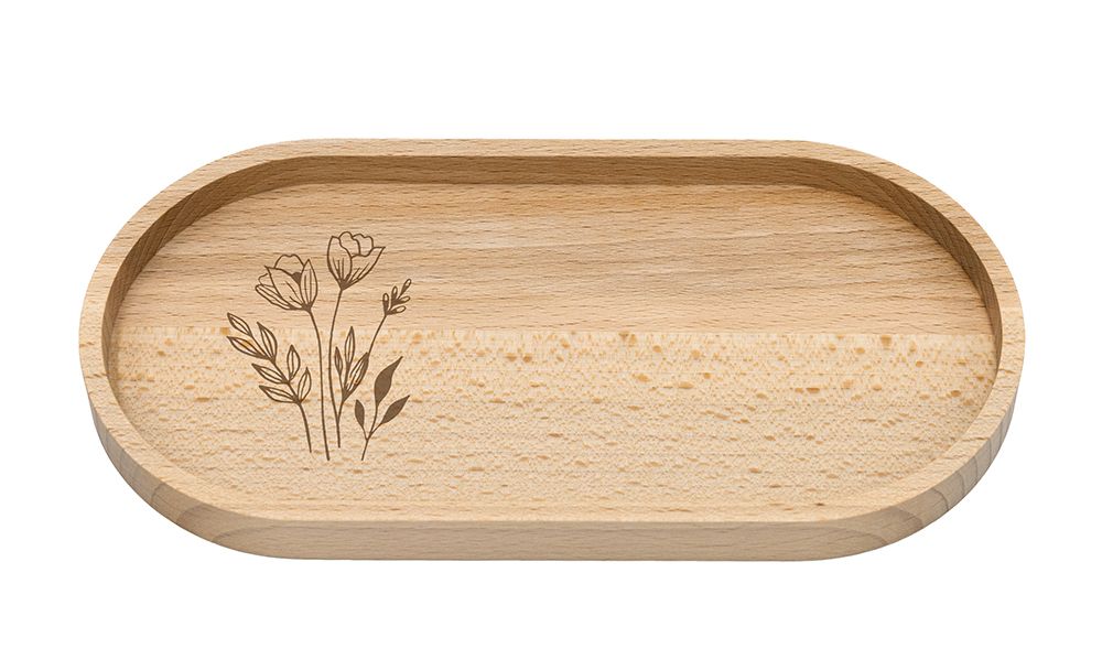Holztablett Blumen und Gräser