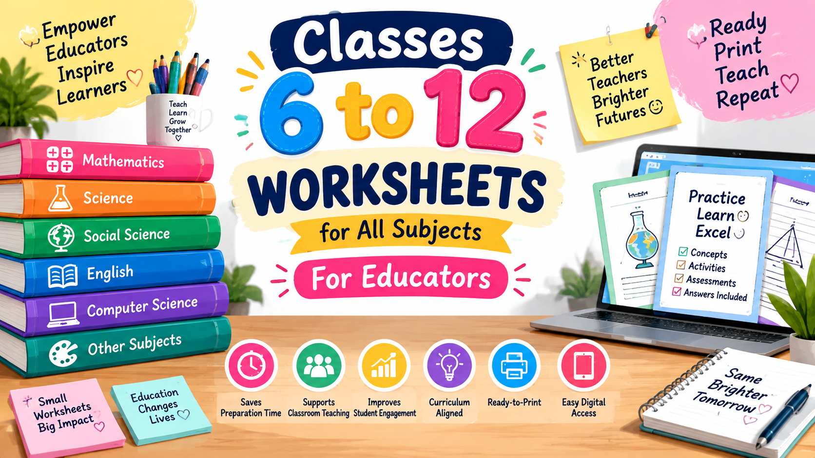 Classes 6-12 worksheets for all subjects specially for Educators