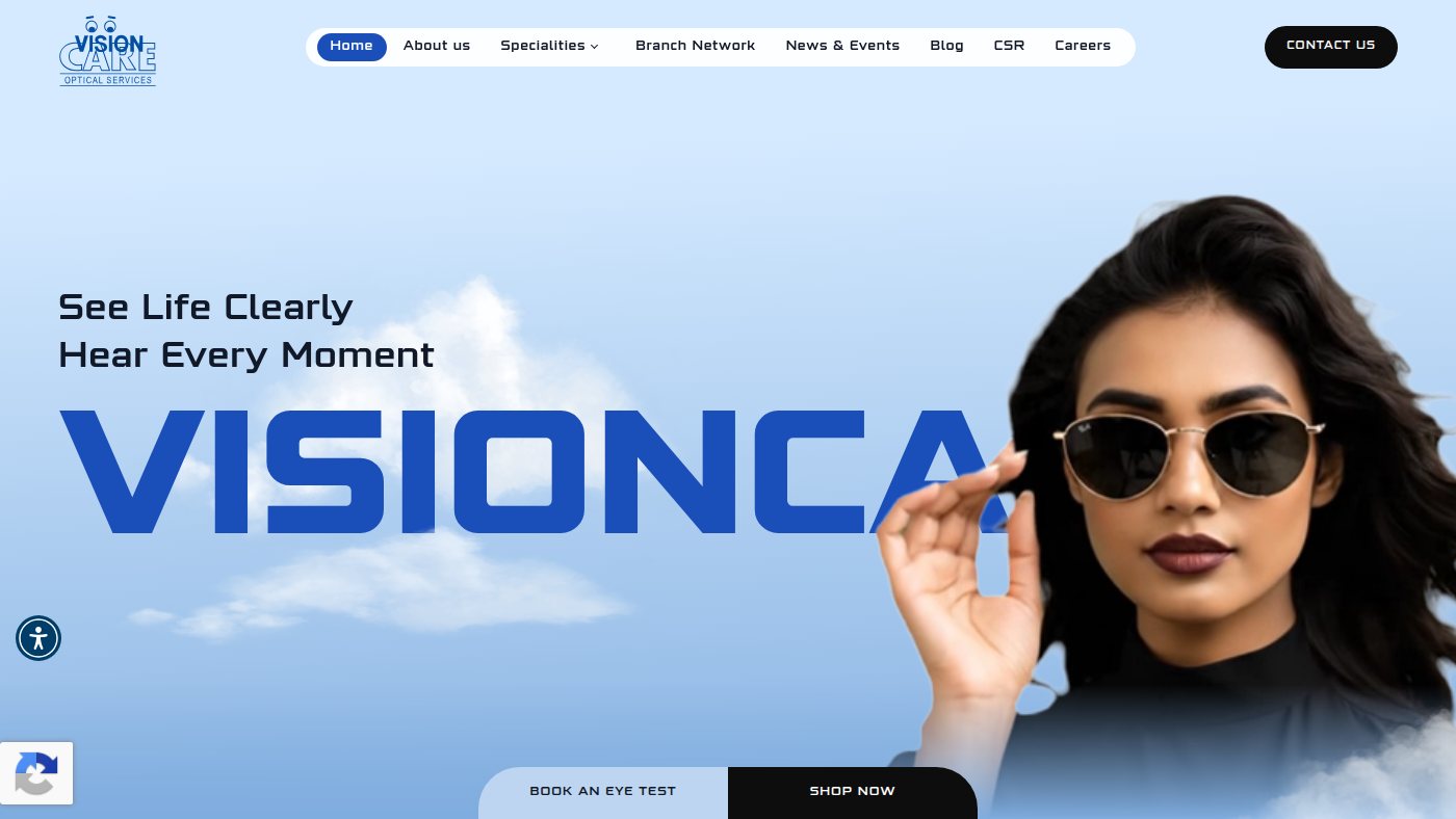 The home page of visioncare.lk