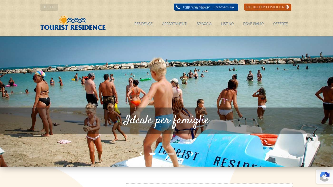 The home page of touristresidence.it