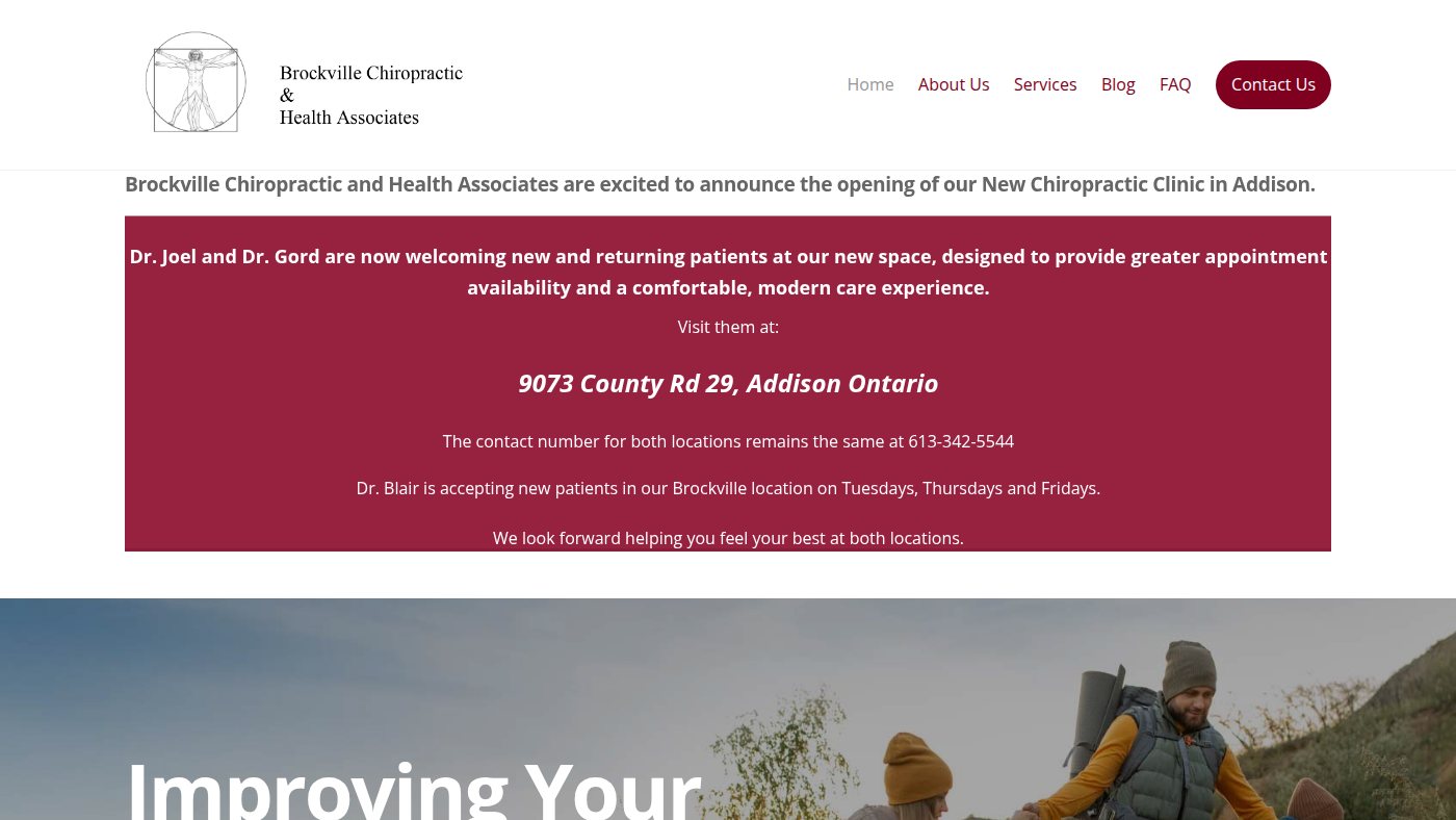 The home page of brockvillechiropractic.com