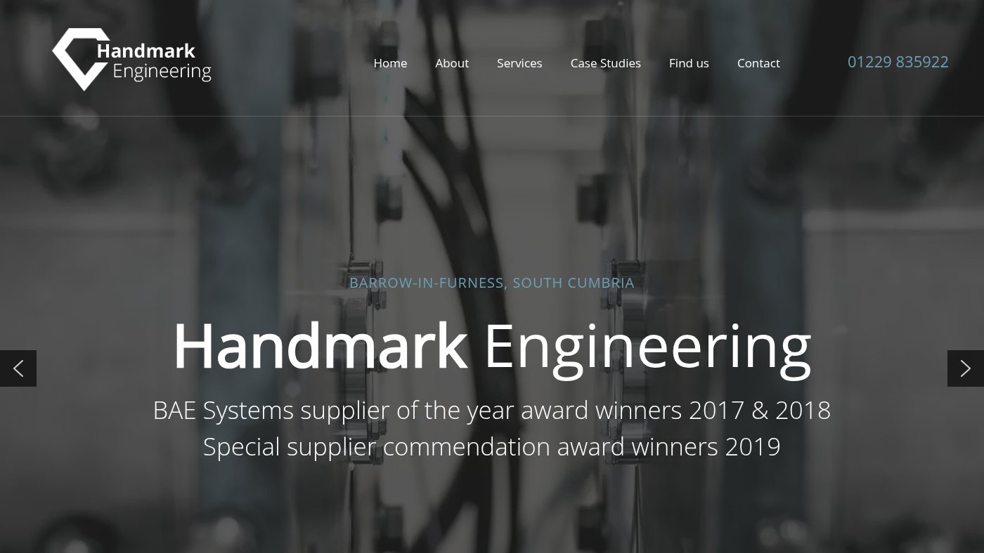 The home page of handmarkengineering.co.uk