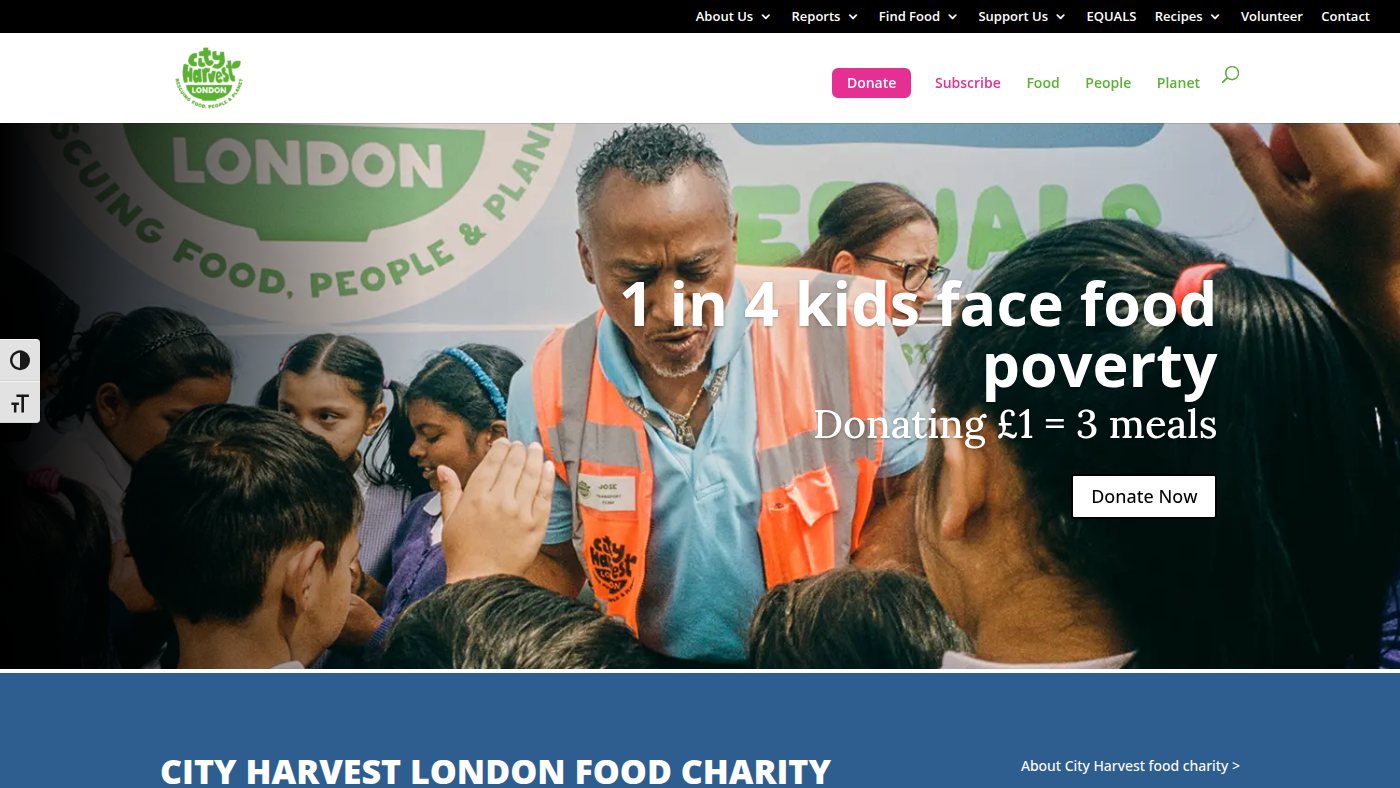 The home page of cityharvest.org.uk