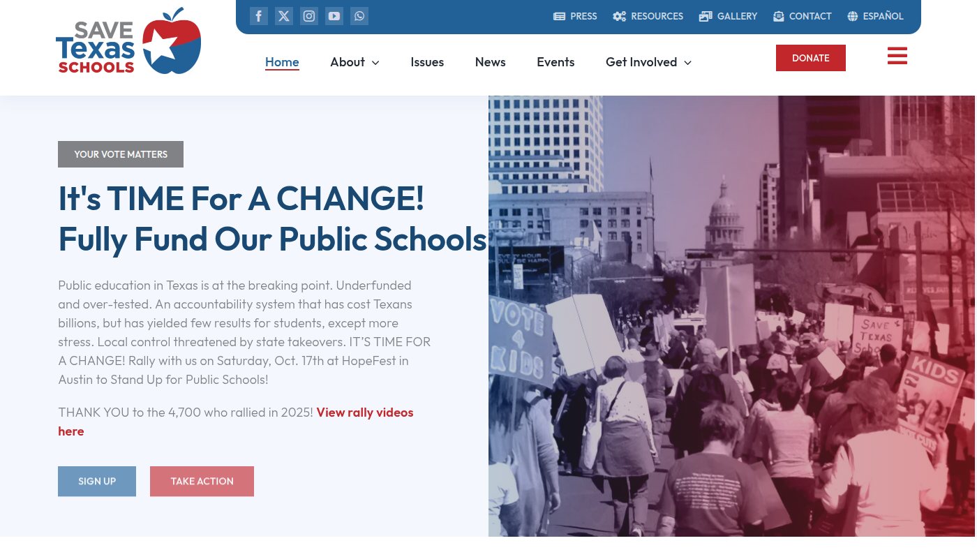 The home page of savetxschools.org