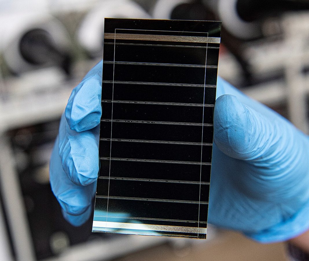 Bilayer approach ramps performance of all-perovskite triple-junction solar cells