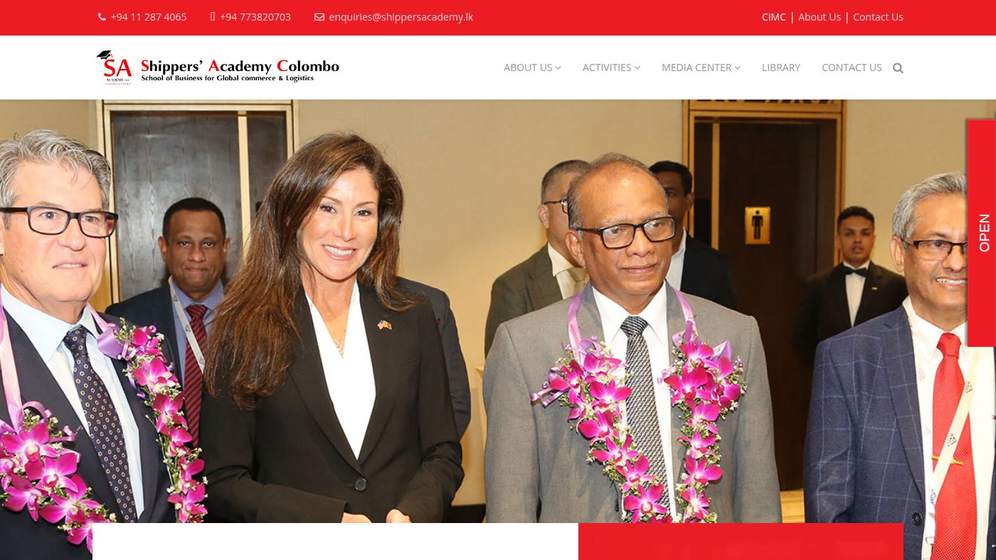 The home page of shippersacademy.lk