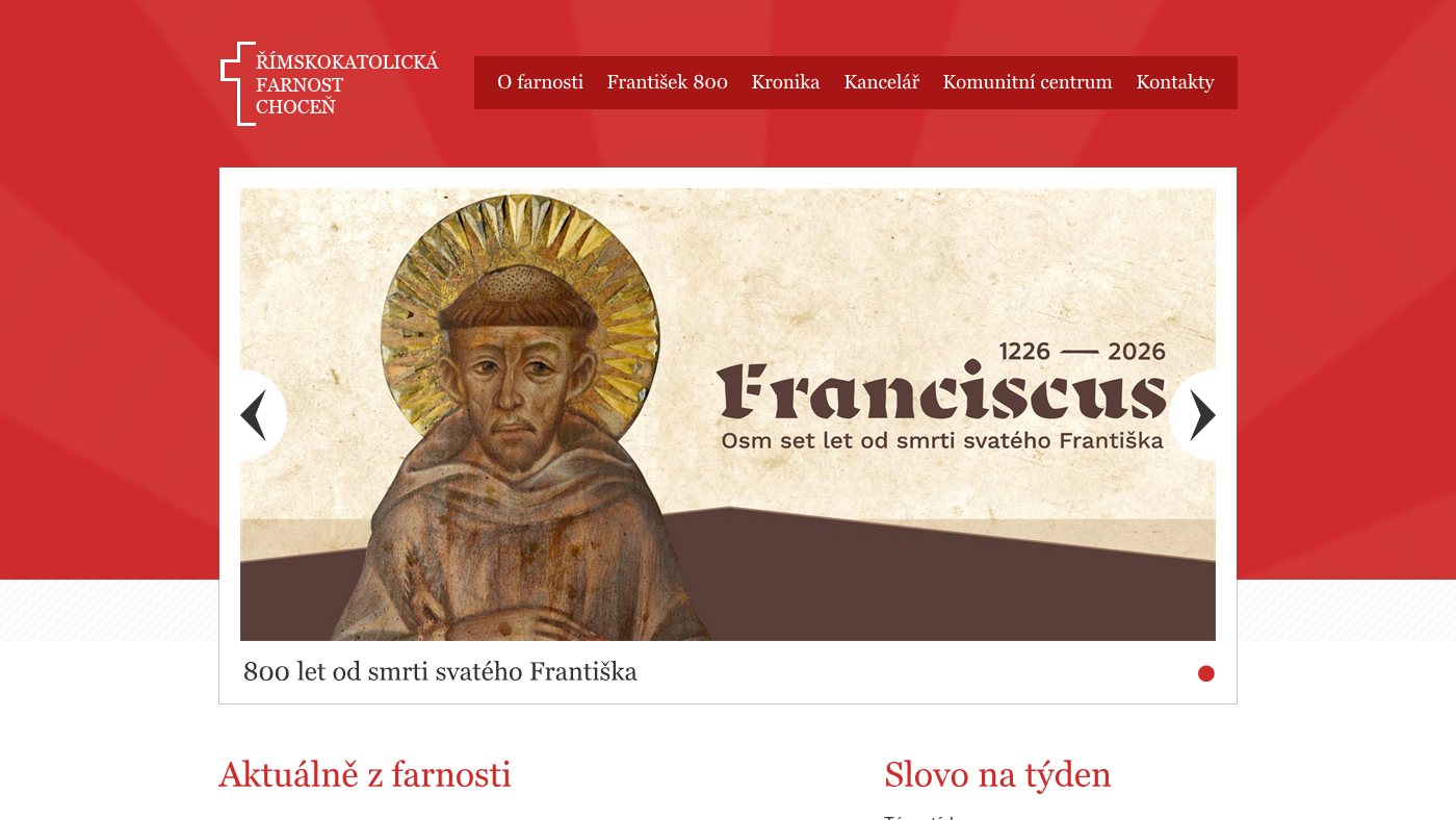 The home page of chocen.farnost.cz