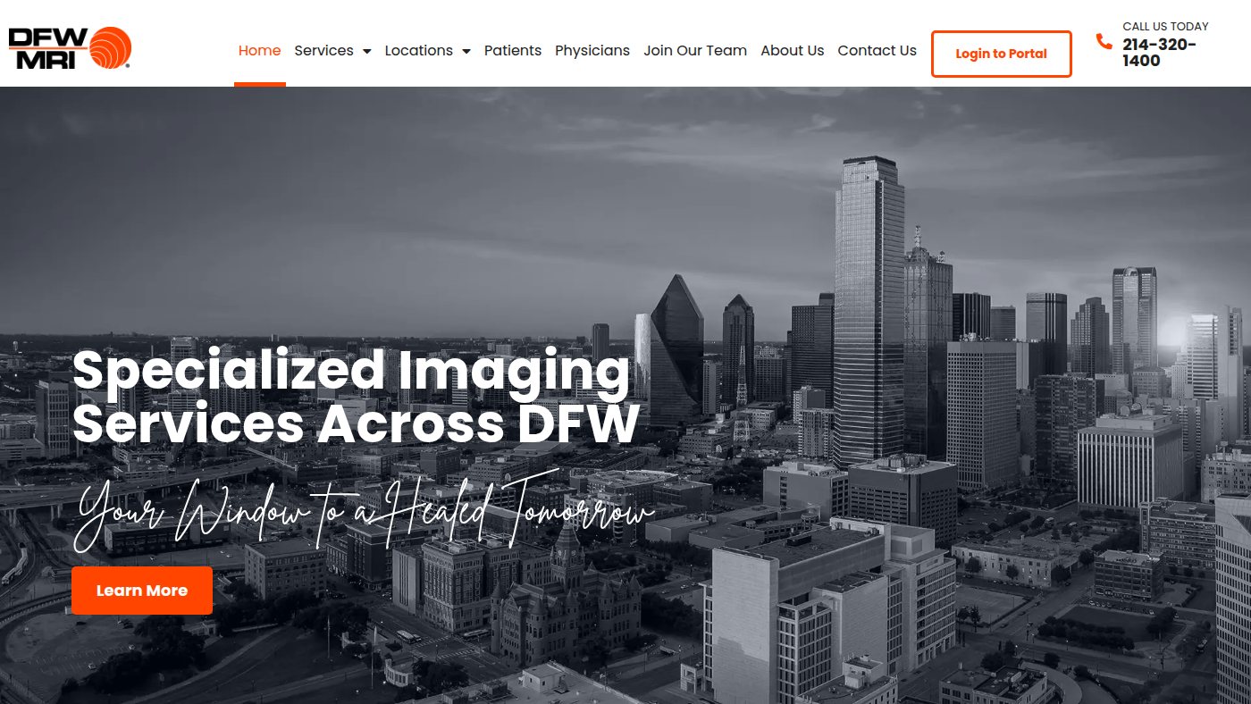 The home page of dfwopenmri.com