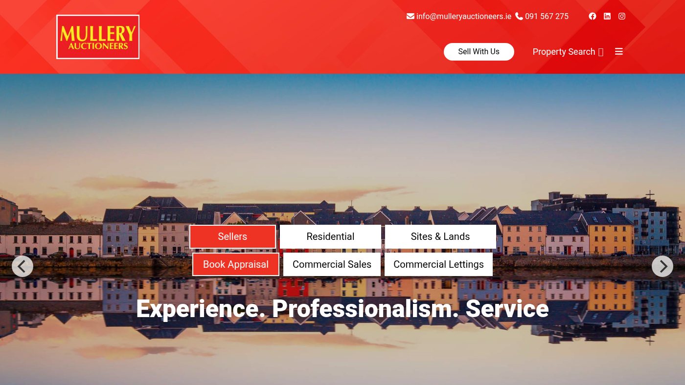 The home page of mulleryauctioneers.ie