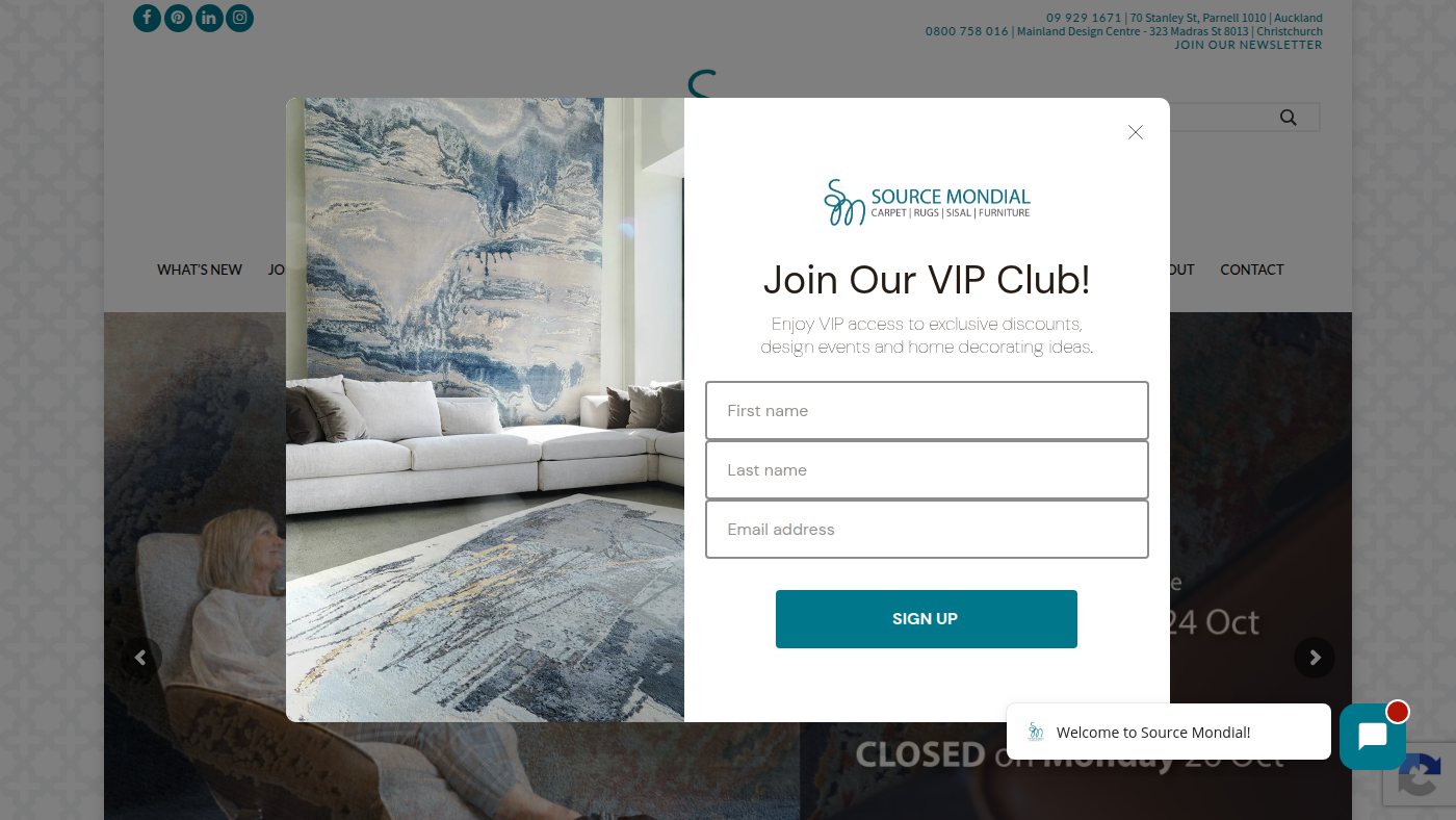 The home page of sourcemondial.co.nz