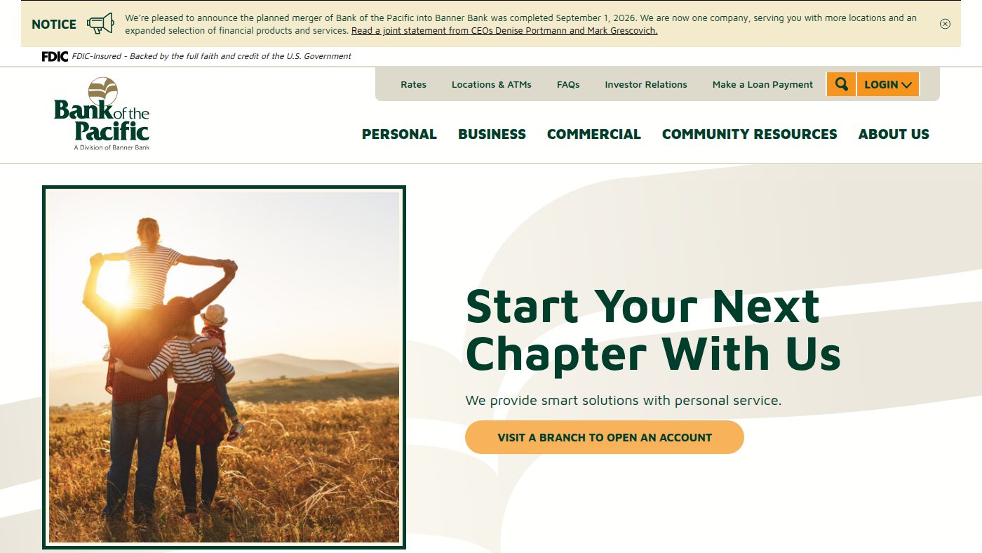 The home page of bankofthepacific.com